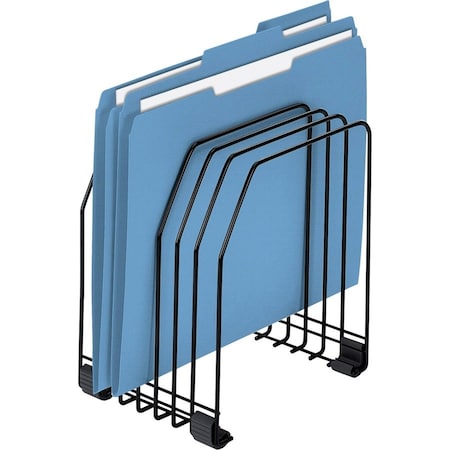 File Holder, Black, Steel, 7 3/8 in W, 5 7/8 in L, 8 1/4 in H, 7 Number of Compartments