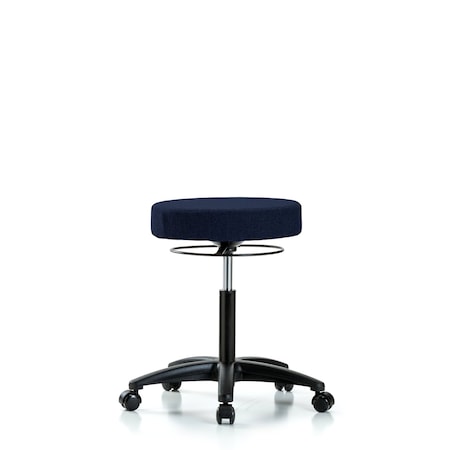 Rutledge Fabric Stool without Back - Medium Bench Height with Casters in Navy Fabric