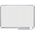 Grid Board, Steel, 24 in, 36 in, Aluminum Frame, White, Gloss