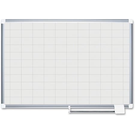 Grid Board, Steel, 24 in, 36 in, Aluminum Frame, White, Gloss