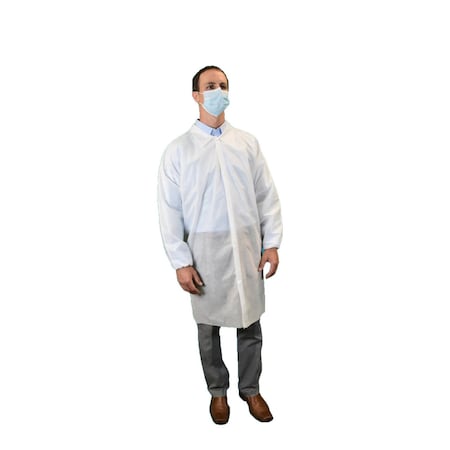 Lab Coat, SMS, Snaps Closure, White, 2XL, 30 PK
