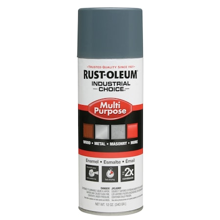 Spray Paint, Machinery Gray, Gloss, Solvent, 12 oz