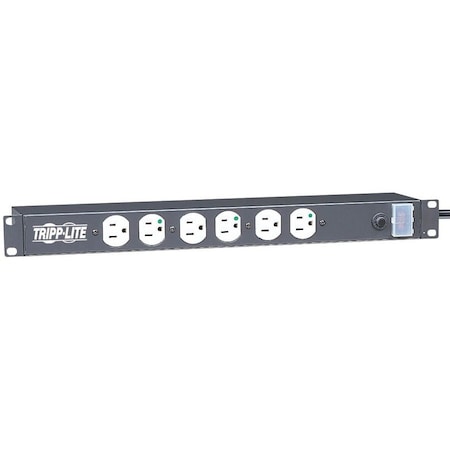 Power Strip, Hospital Grade, Rack Mounted, 5-15R-HG, 5-15P-HG, 15 ft., Black