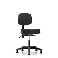 Desk Stool, Vinyl, Bk, Glides, BLK
