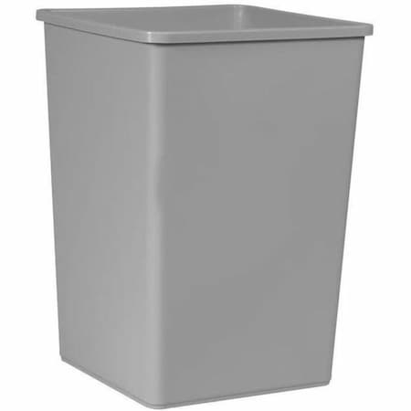 Untouchable(R) 35 gal Square Indoor Plastic Can, Gray, None, Plastic, 19 1/2 in