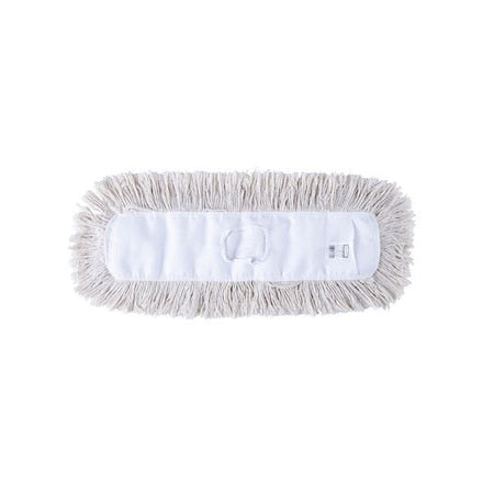 24 in L Dust Mop, Slide On Connection, Cut-End, White, Cotton, FGK15300WH00