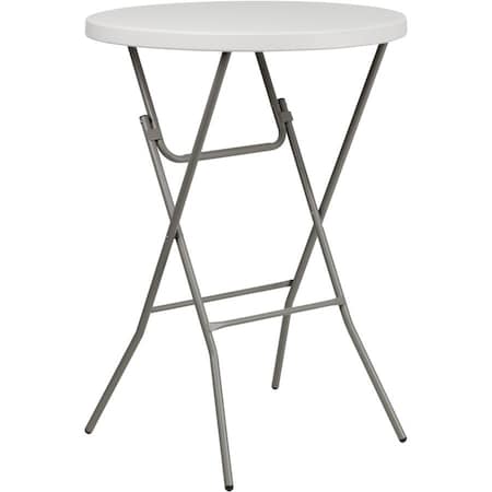 Round Fold Bar Table, Plastic, Rnd, White, 32", Plastic Top, White