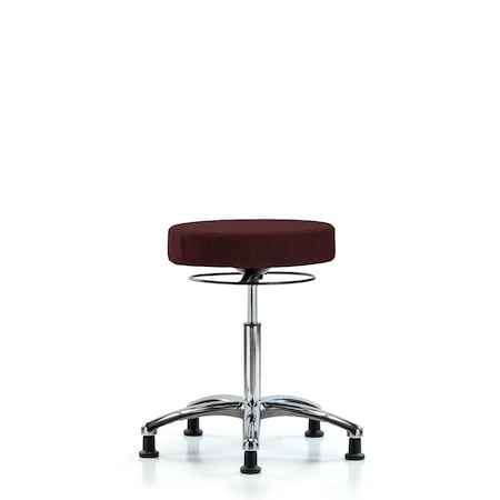 Rutledge Fab Stool without Back Chrome - Med Bench Height with Stat Glides in Burgundy Fab