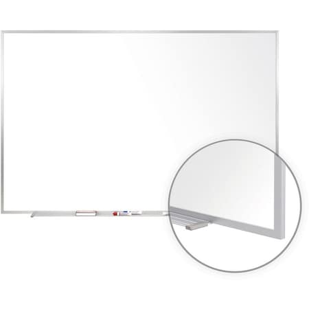 Dry Erase Board, Porcelain, 24 1/2 in, 36 1/2 in, Aluminum Frame, White, Matte