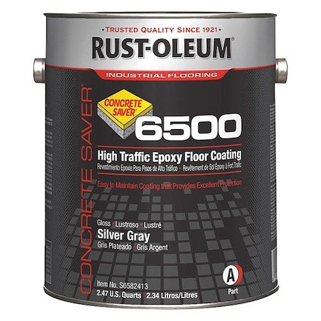 1 gal Floor Coating, High Gloss Finish, Silver Gray, Water Base
