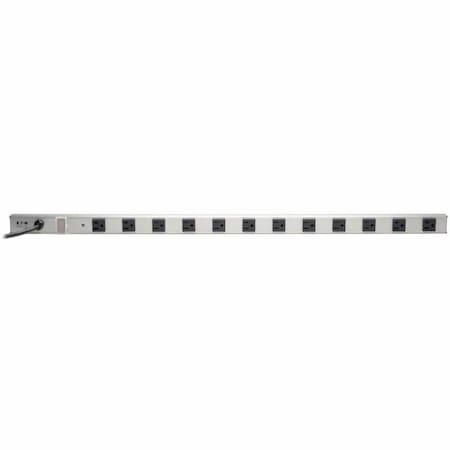 Power Strip, Rack Mounted, 5-15R, 5-15P, 6 ft., Black/Silver