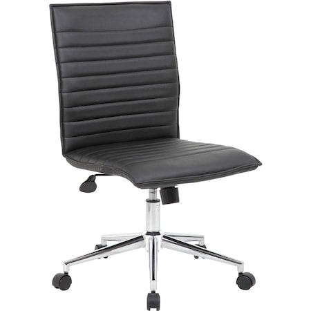 B9533C Task Chair, Black Back, 20 in W 26"" L 38-1/2"" H, Armless, Vinyl Seat