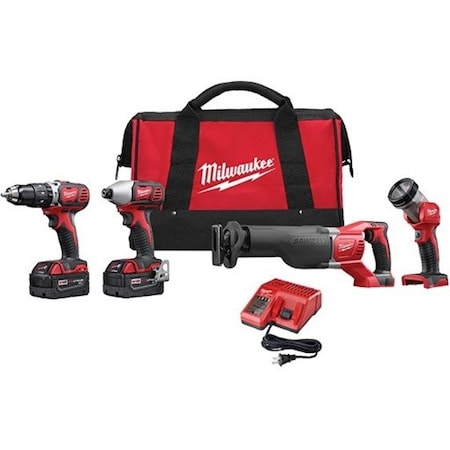 M18 Cordless LITHIUM-ION 4-Tool Combo Kit w/ M18 SAWZALL Recip Saw