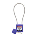 Velocity 8in Compact Cable Lockout Padlocks Nylon 4in Shackle Clearance KD Purple