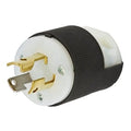 Locking Plug, L5-15P, 15 A, 125V AC, Single Phase, 2 Pole, Spring Clamp Terminals, Black, White