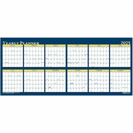 Yearly Wall Planner,Reversible,60x26 In.