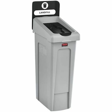 23 gal Rectangular Recycling Bin, Flat with Top Opening, Black, 1 Openings
