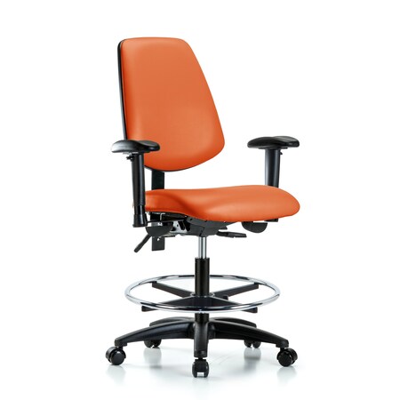 Medium Bench Chair Adjustable Arms, 22" to 29" Height, Vinyl, Orange Kist
