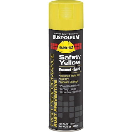 Rust Preventative Spray Paint, Safety Yellow, Gloss, Solvent, 15 oz