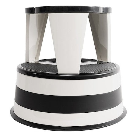Rolling Step Stool, 2 Steps, 14.5 in Overall Height, Steel, White