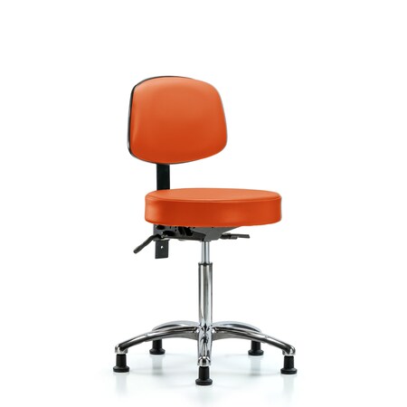 Vin Stool with Back Chr-Medium Bench Ht with Seat TiltandStat Glides in Orange Kist Trailblazer Vin