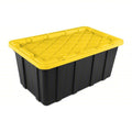 Stack & Nest Storage Tote W/ Lid, 38 gal, 37-1/2 in L x 21-5/8 in W x 15-7/8 in H, Black, Plastic
