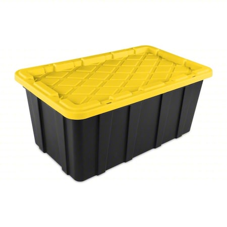 Stack & Nest Storage Tote W/ Lid, 38 gal, 37-1/2 in L x 21-5/8 in W x 15-7/8 in H, Black, Plastic