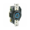 Flanged Locking Receptacle, L6-30R, 30 A, 250V AC, Single Phase, 2 Pole, Flush Mount, Black