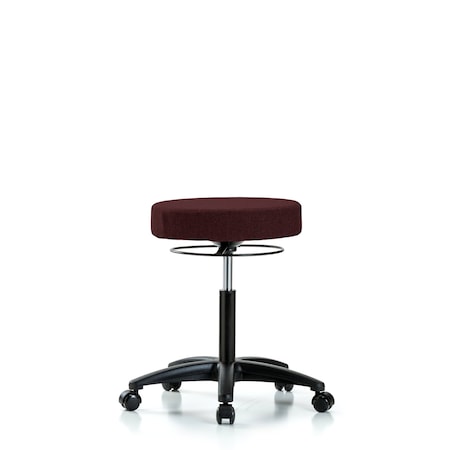Rutledge Fabric Stool without Back - Medium Bench Height with Casters in Burgundy Fabric