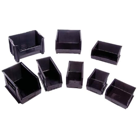Hang & Stack Storage Bin, Polypropylene/Polyethylene, Black, 4 in H, 4 1/8 in W, 10 7/8 in L