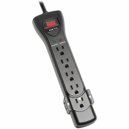 Power Strip, Surge, 5-15R, 5-15P, 7 ft., Black