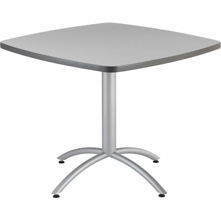 CafeWorks Cafe/Breakroom Table, Gray Top, Silver Frame, 36 in W x 36 in L x 30 in H