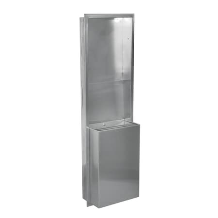 12 gal Rectangular Trash Can, Silver, None, Stainless Steel, 17 1/8 in