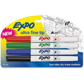 Low-Odor Dry-Erase Marker, Extra-Fine Bullet Tip, Assorted Colors, PK4