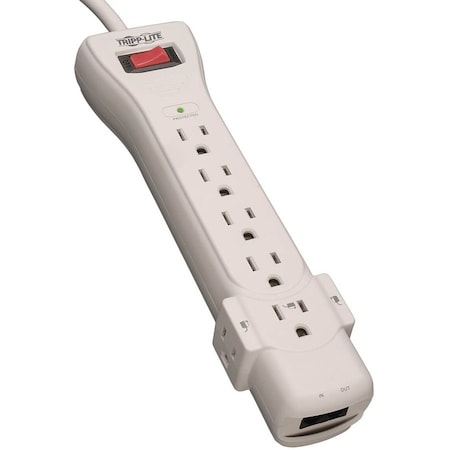 Power Strip, Surge, 7 5-15R, 5-15P, 6 ft., Light Gray