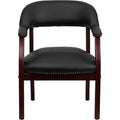Traditional Luxurious Conference Chair, Black Back, 24 in W 27" L 31-1/2" H, Upholstered Straight