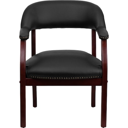 Traditional Luxurious Conference Chair, Black Back, 24 in W 27" L 31-1/2" H, Upholstered Straight