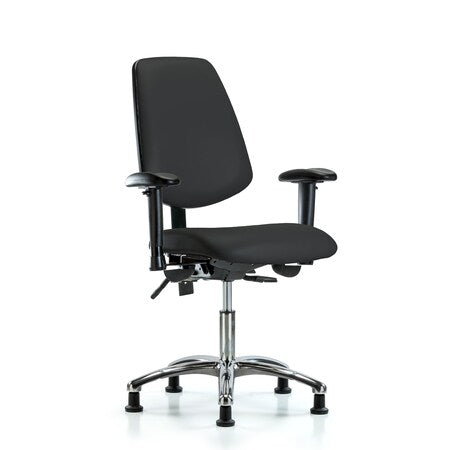 Desk Chair Desk Chair,Vinyl,Med,Bk,Chrm,AA,Glds,Blk, Adjustable Arms, 18"" to 23"" Height, Vinyl