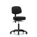 Rutledge Fabric Stool with Back - Medium Bench Height with Seat Tilt and Casters in Black Fabric