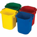 1 1/4 gal Square Bucket Set, 8 1/2 in H, 9 1/2 in Dia, Green, Red, Yellow, Plastic