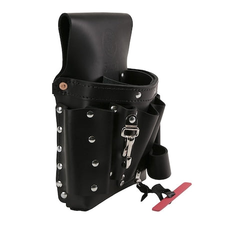 Black Leather Tool Pouch, 8 Pockets