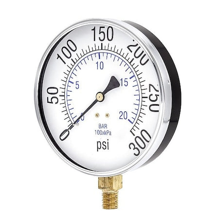 Pressure Gauge, 1/4 in NPT, Bottom Location