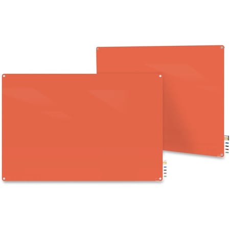 Dry Erase Board, Glass, 24 in, 36 in, No Frame Frame, Peach, Gloss