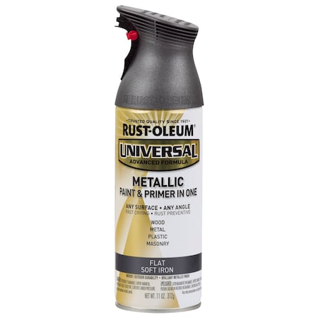 Spray Paint, Soft Iron, Flat Metallic, Solvent, 11 oz