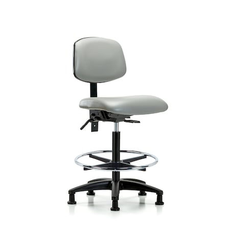 High Bench Chair Chair, Fab, Med Bnch, Chr Tilt CF Glide, Gry, No Arms, 26" to 35" Height, Vinyl, Dove