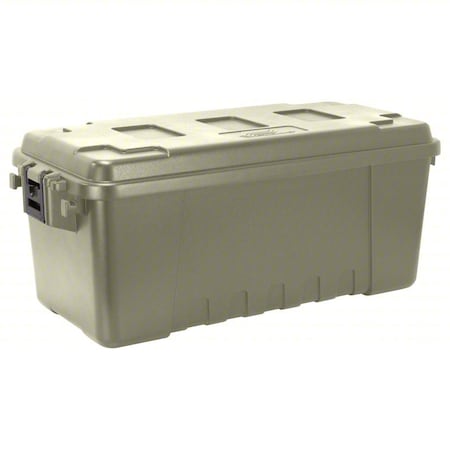 Stackable Storage Trunk W/ Lid, 17 gal, 30 in L x 14-1/4 in W x 12-3/4 in H, Green, Plastic