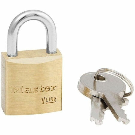 Padlock, Keyed Alike, Standard Shackle, Rectangular Brass Body, Steel Shackle, 3/8 in W