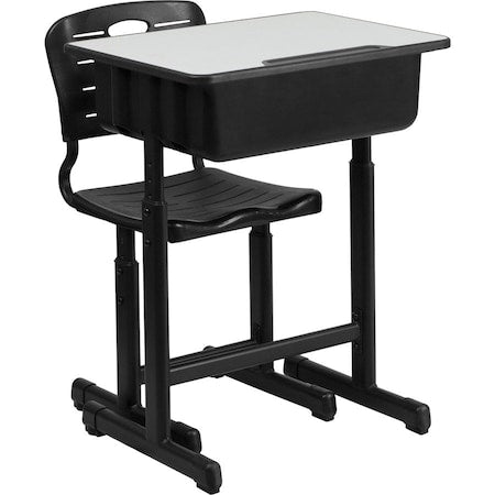 Desk Chair Open Front Desk and Chair, 16-1/4" to 18-1/2" Height, Grey
