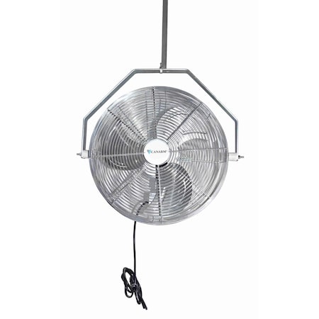 Industrial Fan, Ceiling Mount, 20 in Blade Dia, 120V, 4,997 cfm, Non-Oscillating