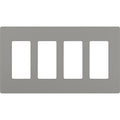 Designer Wall Plates, Number of Gangs: 4 Thermoset, Gloss Finish, Gray